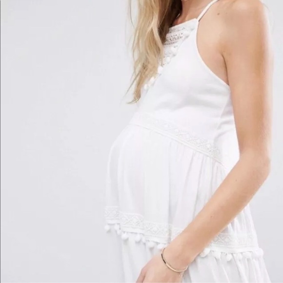 ASOS Dresses & Skirts - ASOS White Maternity Dress Flowy Boho Baby shower